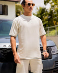 VENOM Pro | Waffle Knit Oversized Tee and Short Set-Cream