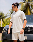 VENOM Pro | Waffle Knit Oversized Tee and Short Set-Cream